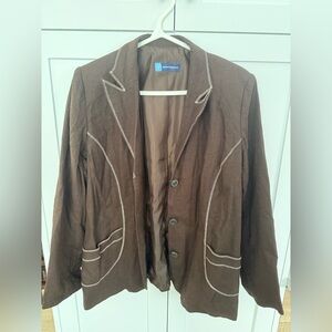 Penningtons Chocolate Brown Blazer with Cream Stitching